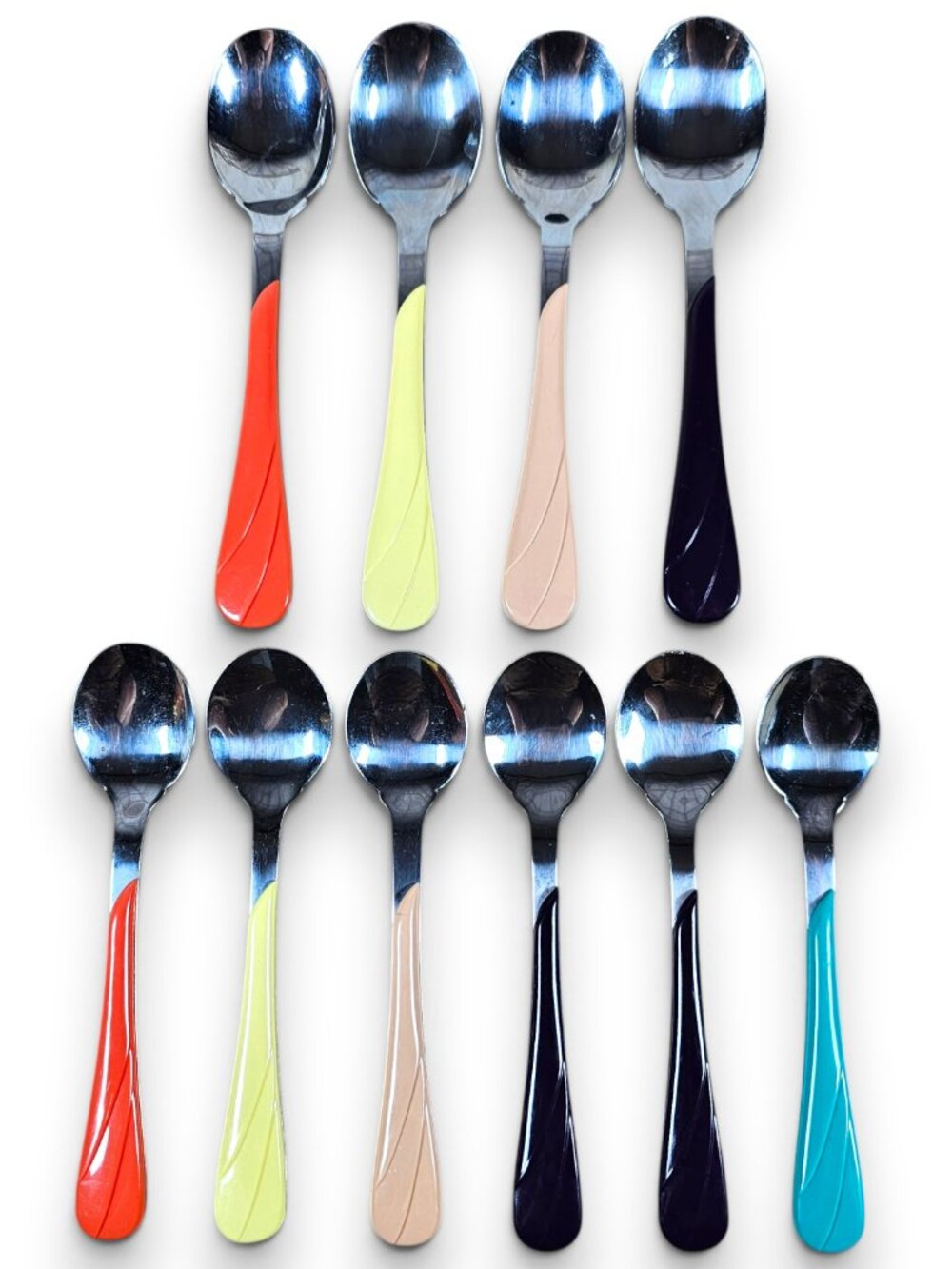 Fiesta Swirl Flatware Lot of 10 Spoons Orange Yellow Mix Stainless China/Taiwan